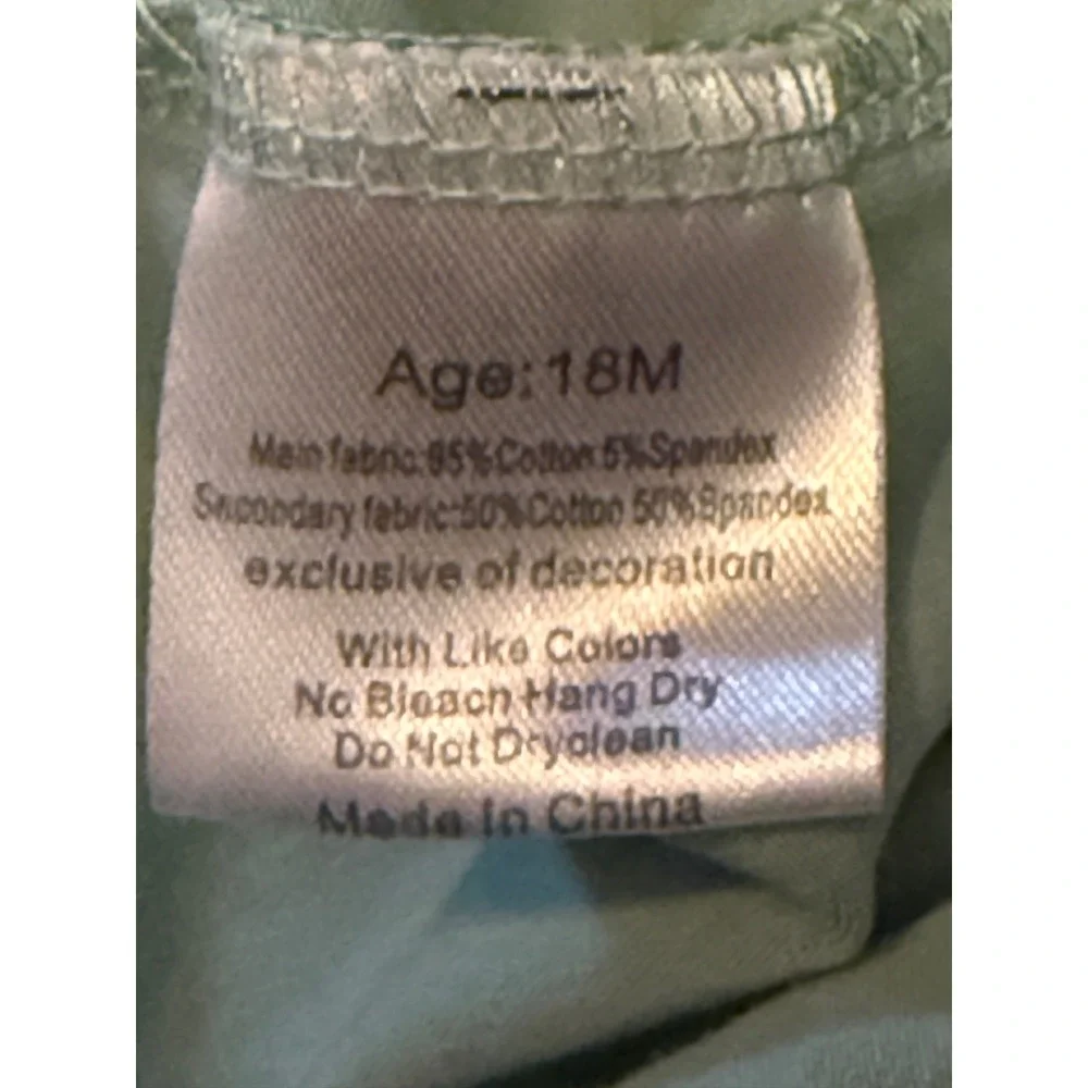 Abby & Erie Girls Sage Green Pumpkin Embroidered Peter Pan Collar Romper 18M - Picture 4 of 6